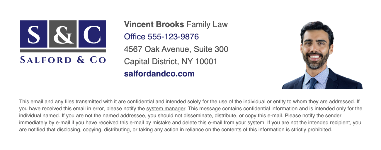 Classic professional lawyer email signature example