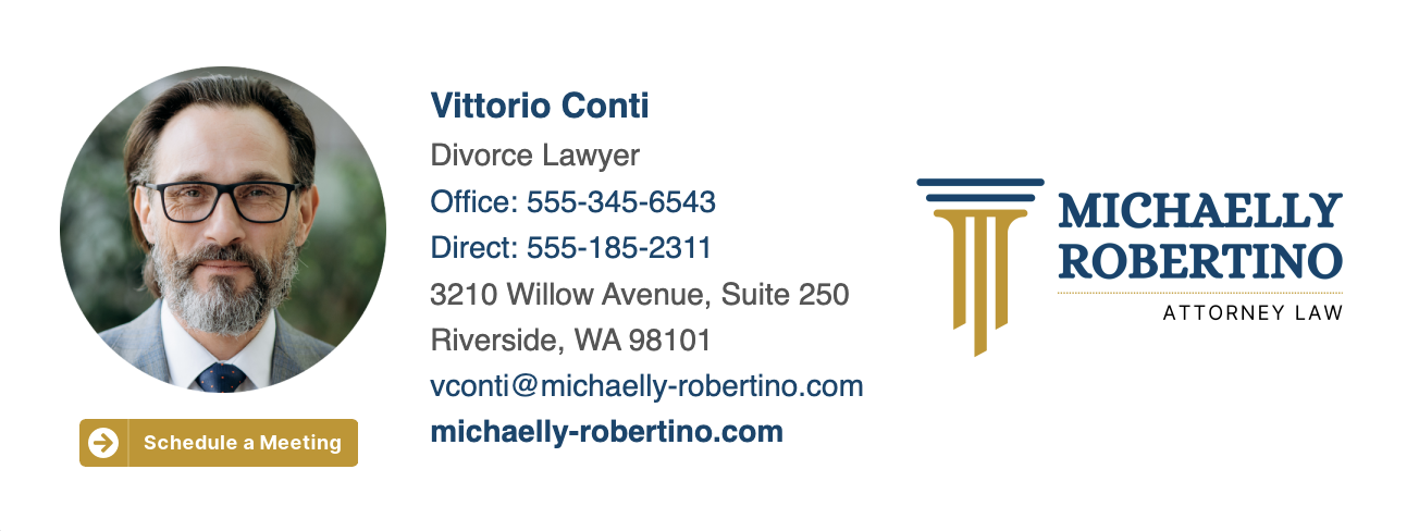 Litigation specialist lawyer email signature example