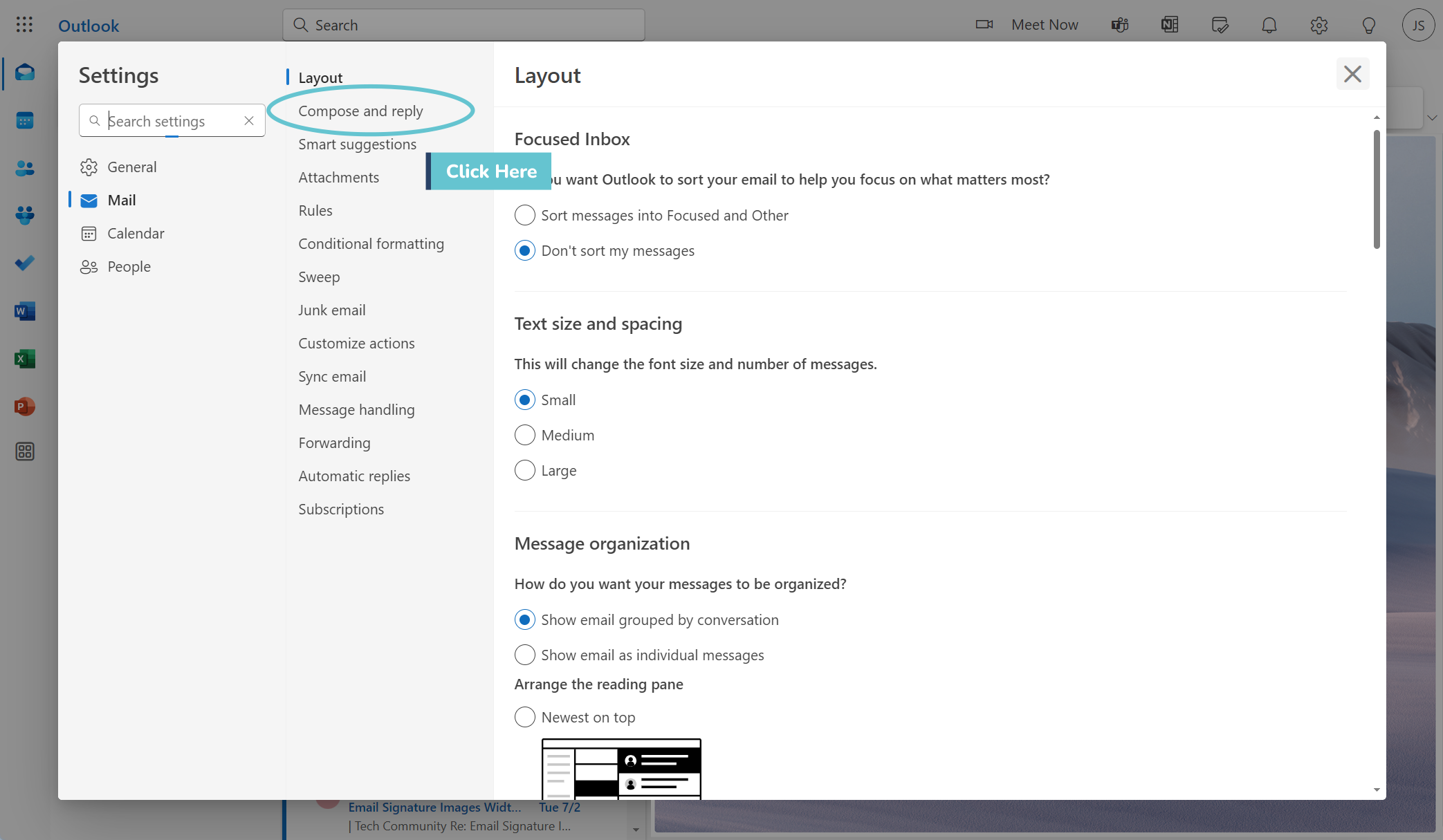 add signature to outlook online step 2